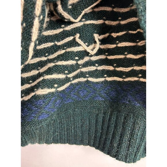 Vintage Polo by Ralph Lauren Men's Large 100% Wool Winter Sweater Green/Cream - Picture 9 of 10
